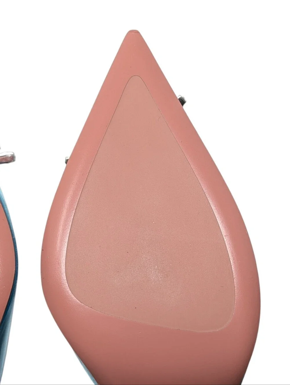 Amina Muaddi Begum PVC Plexi Glass Slingback Sky Blue 70mm Heel Size EU 39